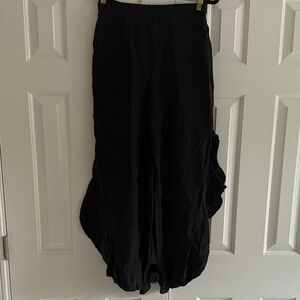 Wide leg ruffle side slit pants